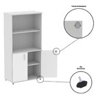 Armário Para Escritório Misto 02 Portas Pivotante Cinza/branco