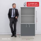 Armário Para Escritório Misto 02 Portas Pivotante Cinza/grafi