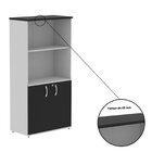 Armário Para Escritório Misto 02 Portas Pivotante Cinza/preto