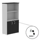 Armário Para Escritório Misto 02 Portas Pivotante Cinza/preto