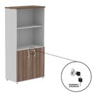 Armario Para Escritório Misto 02 Portas Pivotante Cinza/walnut