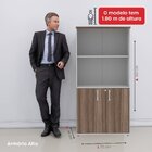 Armario Para Escritório Misto 02 Portas Pivotante Cinza/walnut