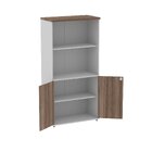 Armario Para Escritório Misto 02 Portas Pivotante Cinza/walnut