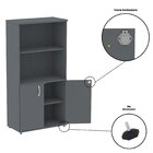 Armário Para Escritório Misto 02 Portas Pivotante Grafite