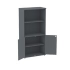 Armário Para Escritório Misto 02 Portas Pivotante Grafite