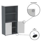 Armário Para Escritório Misto 02 Portas Pivotante Grafito/bra