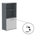 Armário Para Escritório Misto 02 Portas Pivotante Grafito/cin