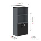 Armário Para Escritório Misto 02 Portas Pivotante Grafito/pre