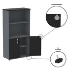 Armário Para Escritório Misto 02 Portas Pivotante Grafito/pre