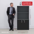 Armário Para Escritório Misto 02 Portas Pivotante Grafito/pre