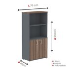 Armário Para Escritório Misto 02 Portas Pivotante Grafito/wal