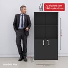 Armário Para Escritório Misto 02 Portas Pivotante Preto