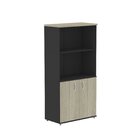 Armário Para Escritório Misto 02 Portas Pivotante Preto/nogue