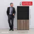 Armário Para Escritório Misto 02 Portas Pivotante Preto/walnut