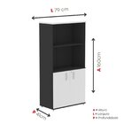 Armário Para Escritório Misto 2 Portas Pivotante Preto/cinza