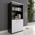 Armário Para Escritório Misto 2 Portas Pivotante Preto/cinza