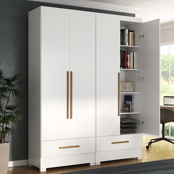 Armário Para Escritório Modulado Abel 4 Portas 2 Gavetas Bran