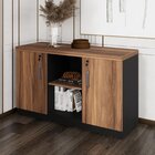 Armário Para Escritório Multiuso Baixo Com Chave 40mm Marrom/