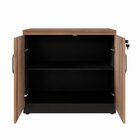 Armário Para Escritório Multiuso Baixo Com Chave 40mm Marrom/