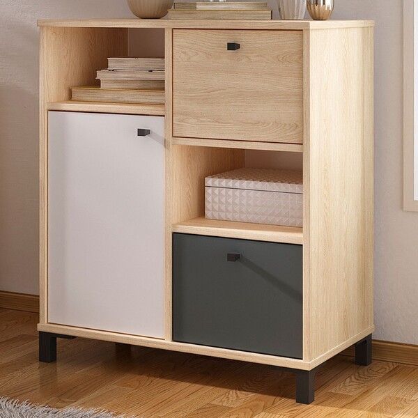 Armário Para Escritório Nordik 1 Porta 2 Gavetas Carvalho/bra