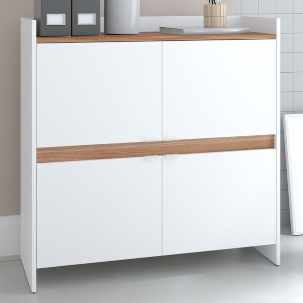 Armário Para Escritório Office 4 Portas Branco/castanho - Pnr