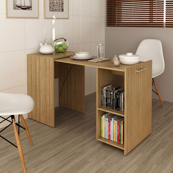 Armário Para Escritório Retrátil 1 Prateleira Amêndoa Me4170