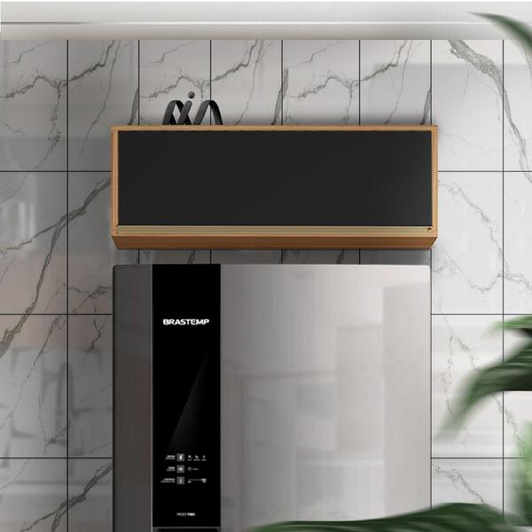 Armário Para Geladeira Porta Basculante 70 Cm Nature Preto Fo