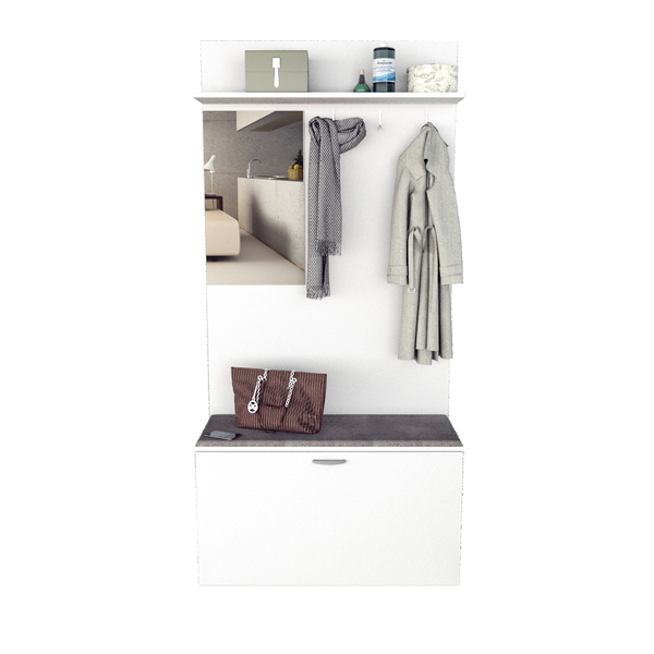 Armário Para Hall De Entrada Com Espelho Branco