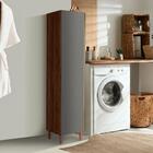 Armário Para Lavanderia 100% Amêndoa Rústico Chumbo Maven Sho