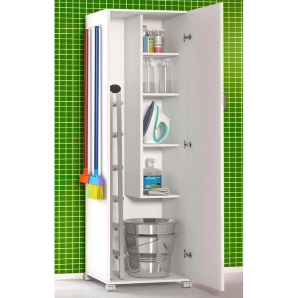 Armario Para Lavanderia 1 Portas C/ Rodinhas Multiuso 160cm -