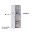 Armário Para Lavanderia 2 Portas 3 Prateleiras Com Rodízios -