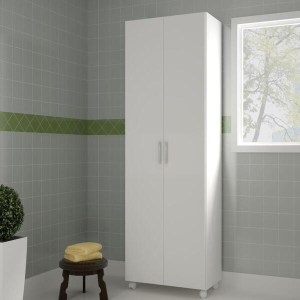 Armário Para Lavanderia 2 Portas 3 Prateleiras Com Rodízios -