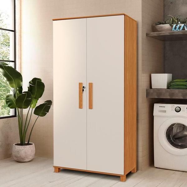 Armário Para Lavanderia 2 Portas Nature Off White Lones Shop