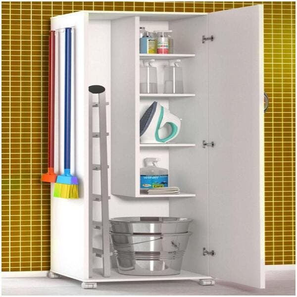 Armário Para Lavanderia Super Branco C 1 Porta 4 Rodinhas | Leroy Merlin