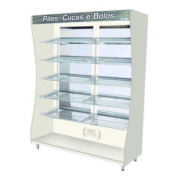 Armário Para Pães Com Espelho 1,80m Aberto Branco Com Ilumina