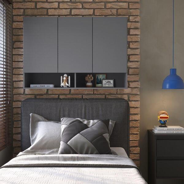 Armário Para Quarto Milão Suspenso 3 Portas - Ej Móveis