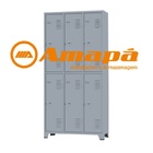 Armário Para Vestiário De Aço 6 Portas Grandes Cinza