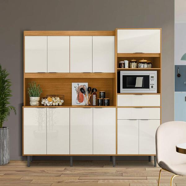 Armário Pequeno Com Nicho Para Micro-ondas 11 Portas 2 Gaveta