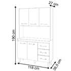 Armário Pequeno De Cozinha Compacto 5 Portas 3 Gavetas Amélia