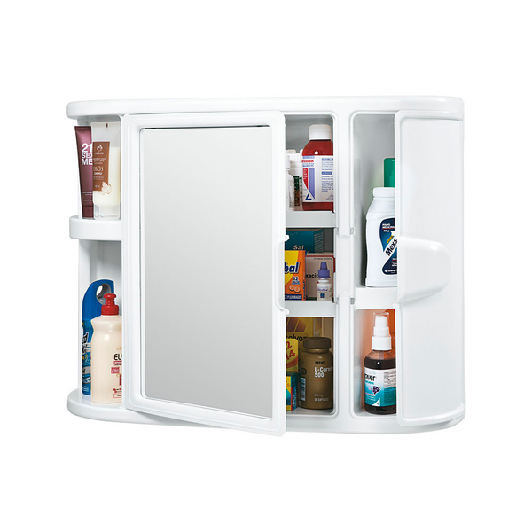 Armário Plástico De Banheiro Com Espelho Branco Rimax