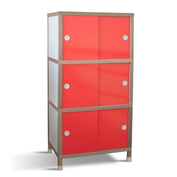 Armário Portas De Correr 734-3 Vermelha