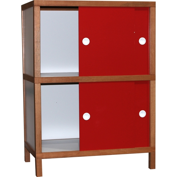 Armário Portas De Correr 744-2 Vermelha