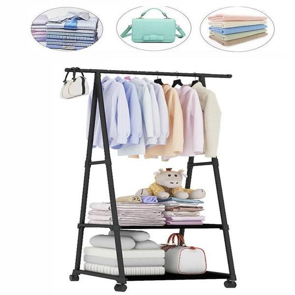 Armario Portatil Arara De Roupas 2 Prateleiras Carrinho Guard