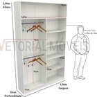 Armário Prateleira Cabideiro Duplo M7 100% Mdf Closet Lojas