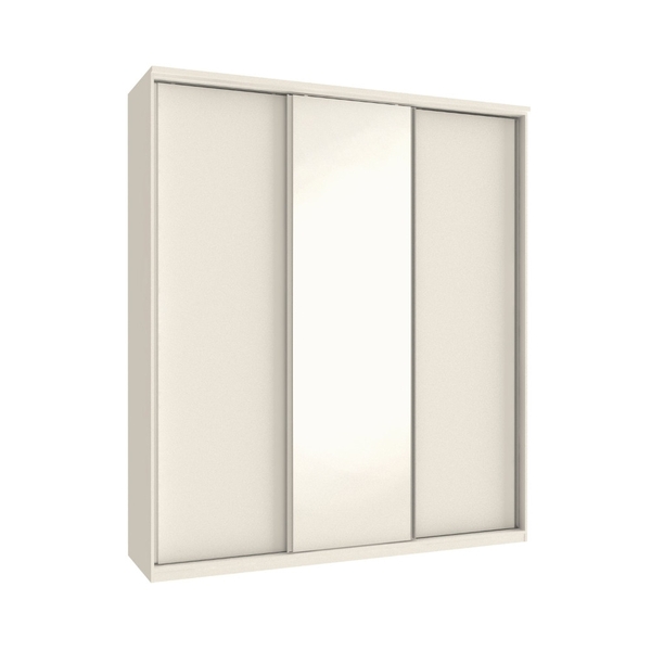Armário Premium 3 Portas 1 Espelhado Branco