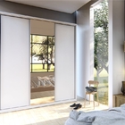 Armário Premium 3 Portas 1 Espelhado Branco