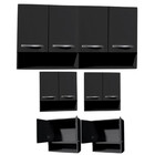 Armário Preto Aéreo 4 Portas Suspenso  Cozinha Parede