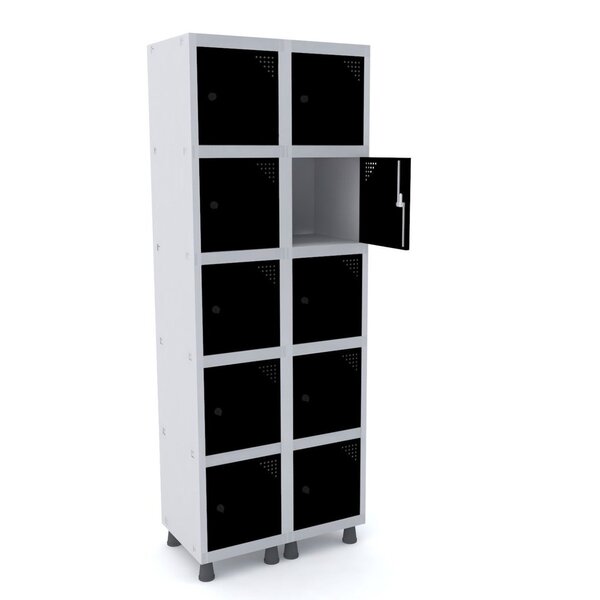 Armario Roupeiro 10 Portas Aço Grp 502/10 Pandin Móveis Cinza