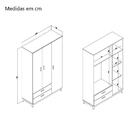 Armário Roupeiro 1230x1970x465mm Legno Freijó Movelbento