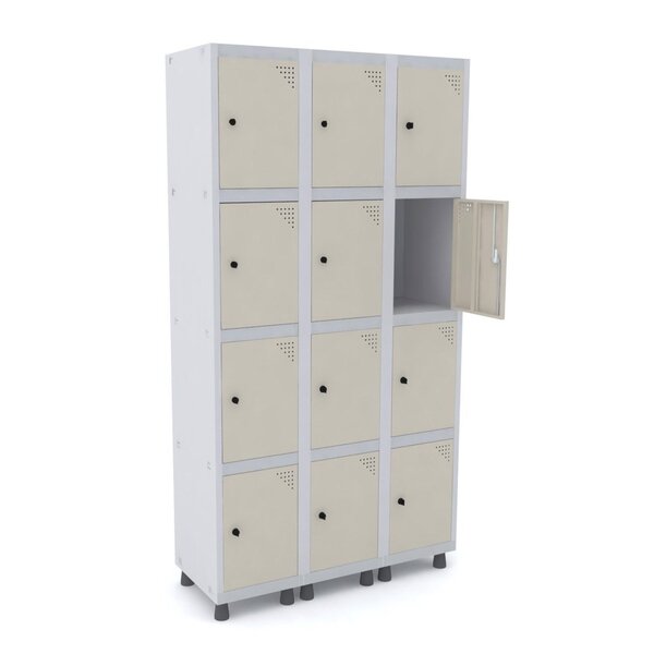Armario Roupeiro 12 Portas Aço Grp 503/12 Pandin Móveis Cinza